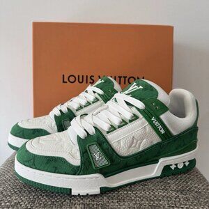 NWT Louis Vuitton LV Trainer Green Monogram Textile Sneaker
